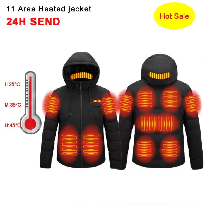 Heated Jackets Men's Vest 11 Areas USB Winter Outdoor Electric Heating Women's Jacket Warm Thermal Clothing Heatable Cotton Vest 1