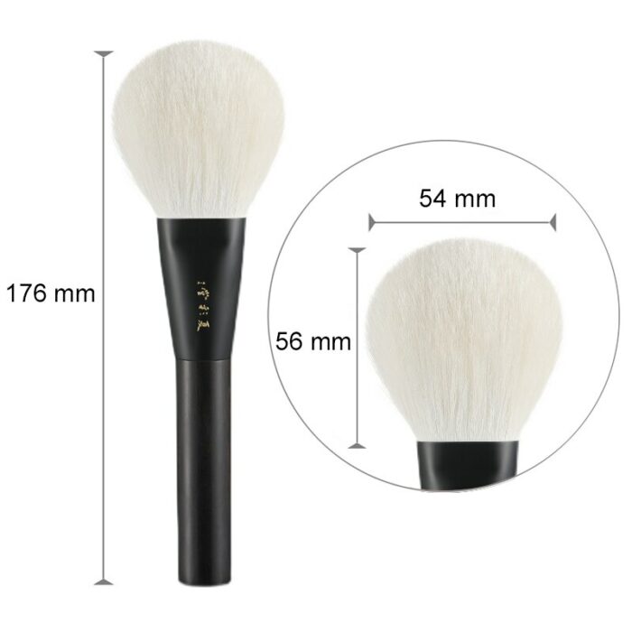 C02 Professional Handmade Make Up Brush Large Flat Round Face Powder Brush Soft Saibikoho Goat Hair Ebony Handle Makeup Brushes 6