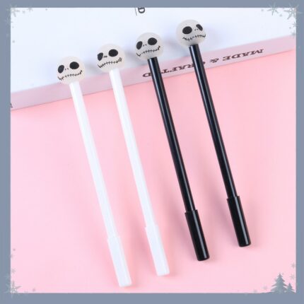 40 Pcs Novelty Skull Heads Shape Rollerball Pens Smooth Penholder Layout Black Gel Ink Pens for School Students Halloween 1