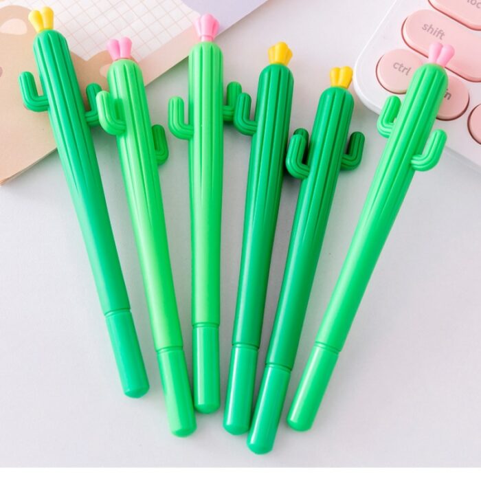 100 Pcs Creative Flowering Cactus Gel Pens Black Ink Student Stationery Kawaii Accessories and Kawaii School Supplies Boys Girls 6