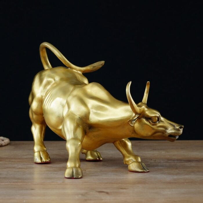 100% Brass Bull Ornament Wall Street Cattle Sculpture Copper Cow Statue Mascot Exquisite Crafts Office Decoration Business Gift 3