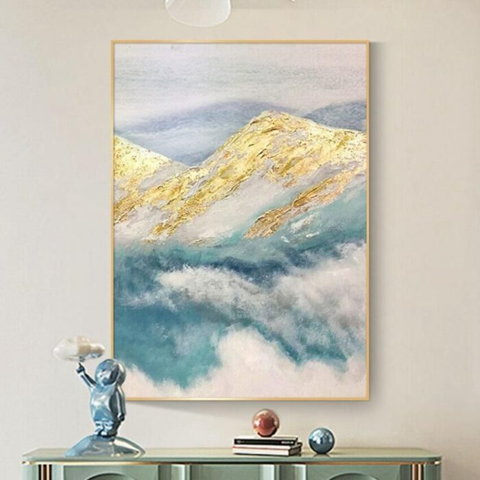 Big Hill Handmade Canvas Gold Foil Oil Painting Hanging Poster Wall Decor Art Living Room Bedroom Hotel Office High-grade Mural 5