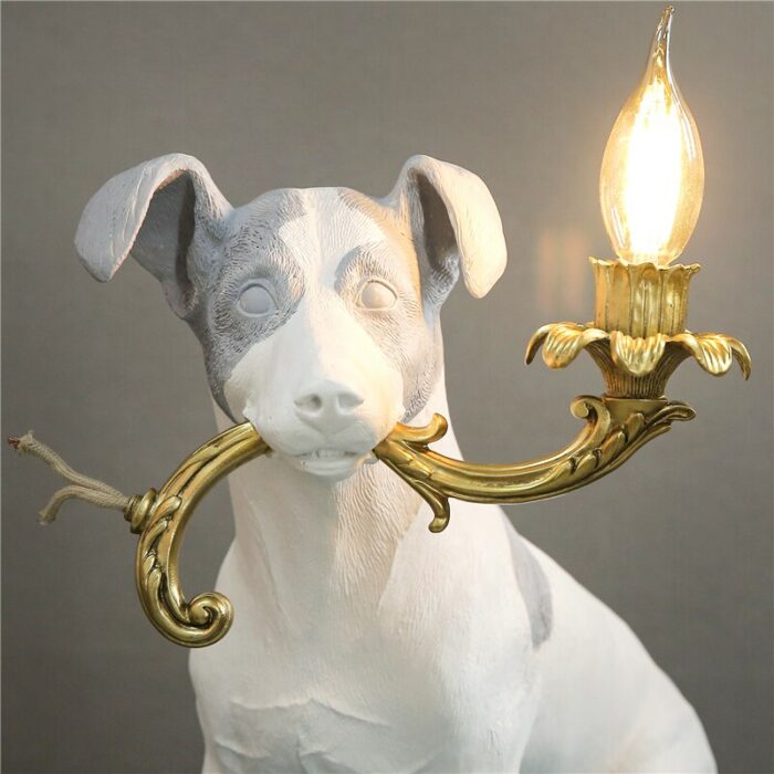 Resin Engraved Spotted Dog Table Lights Designer's Nordic Retro Bedroom Lamp Textile Study Home Deco Children's Room Desk Lamps 5