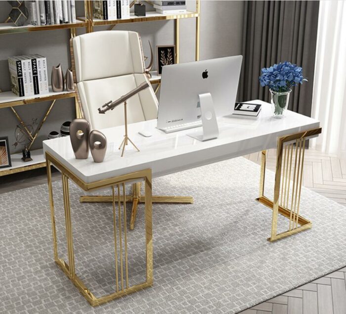 Modern light luxury desk Nordic stainless steel computer desk simple modern desk home study desk 3