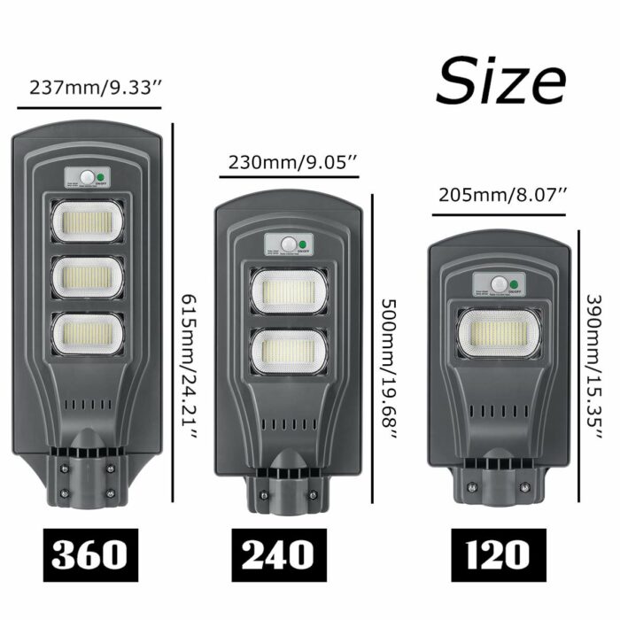 120W 240W 360W Solar Street Light with Remote Controller Outdoor Lighting PIR Motion Sensor Light Control for Street Gutter Path 3