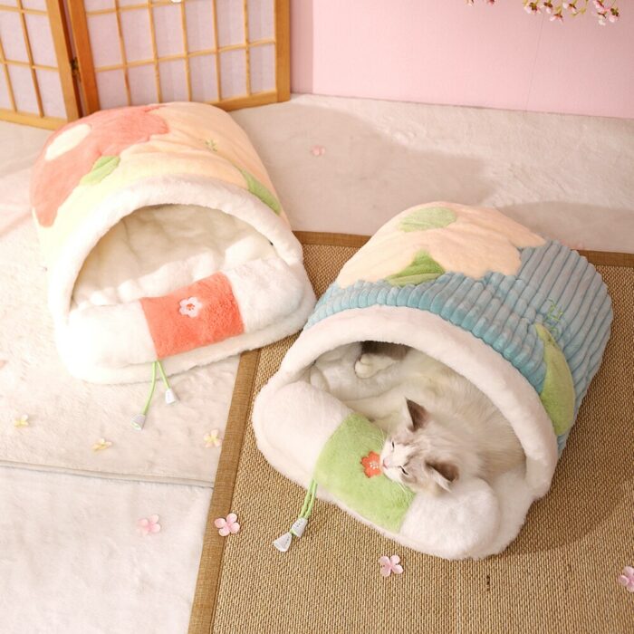 HOOPET Super Warm Cat Bed Pet Sleeping Bag with Removable Pillow Puppy Dog Cushion Thick Plush Cat Pad Winter Pet Sleeping Bed 3