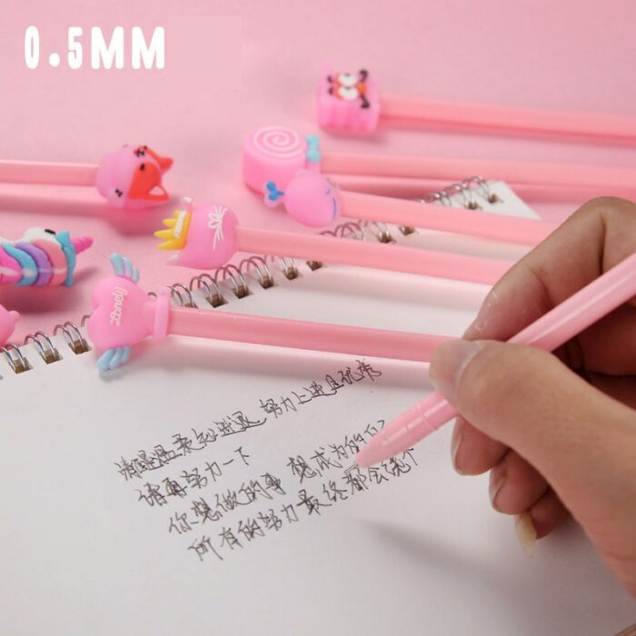 50Pcs/Lot Cute Cartoon Gel Pen 0.5mm Black Gel Ink Kawaii Pens Writing Neutral Pen Signature Stationery Office School Supplies 4