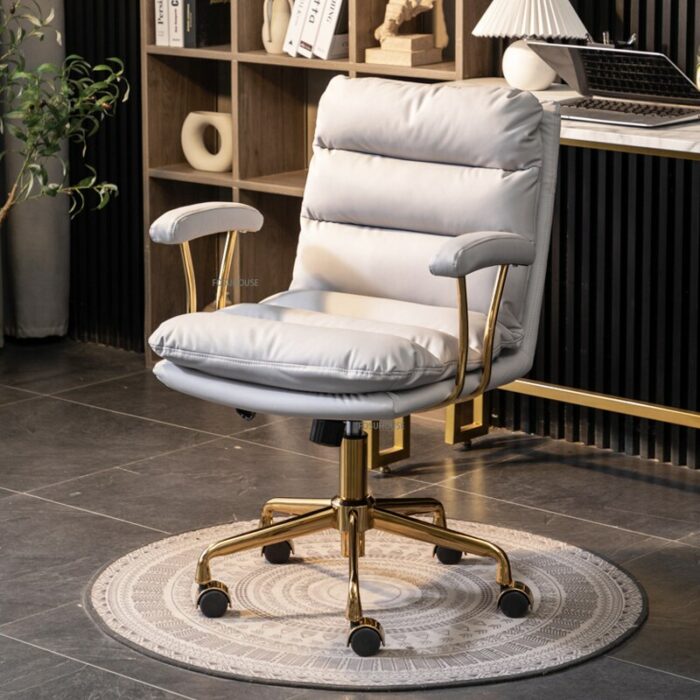 Light Luxury Leather Computer Chair Modern Comfortable Office Chair Office Furniture Bedroom Gaming Chair Lift Swivel Armchair 5