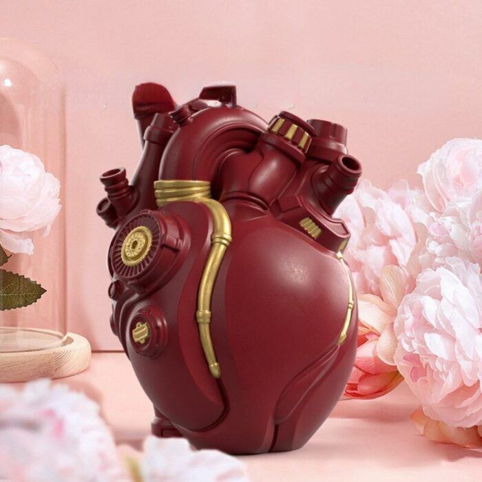 Resin Heart Vase Cyberpunk Flower Container Technology Pots Body Sculpture Desktop Home Room Decoration Ornaments Crafts Gifts 4