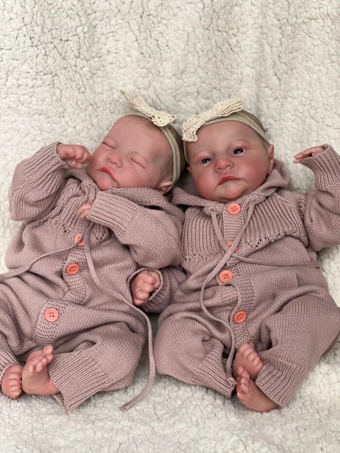 LvB 19inch Already Painted Finished Reborn Baby Doll Twins Levi Awake & Sleeping Newborn Baby Doll 3D Skin Visible Veins 2