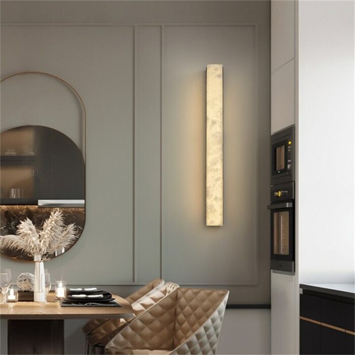 OULALA Brass Modern Indoor Sconce Wall Lamp Bedroom Luxury Marble LED Light Balcony For Home Corridor 4