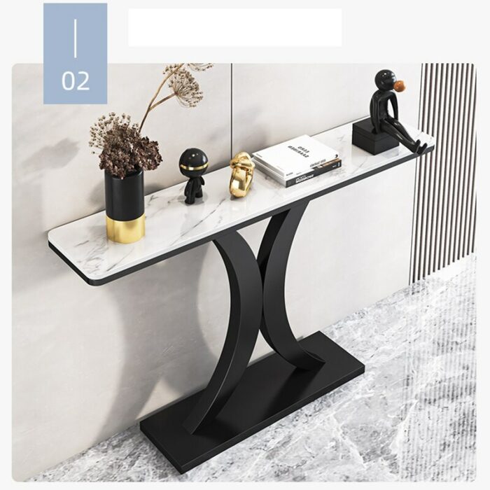 Luxury Hallway Table Sintered Stone Surface Stainless Steel Table Living Room Titanium Stainless Steel Long Porch Platform Table 6