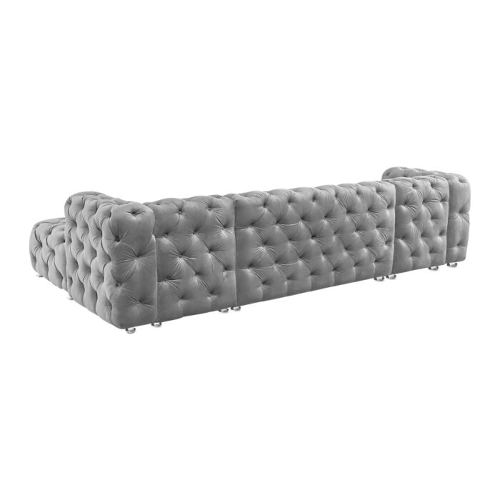 U-shaped modular sofa grey velvet fabric living room sofa modern living room furniture 5