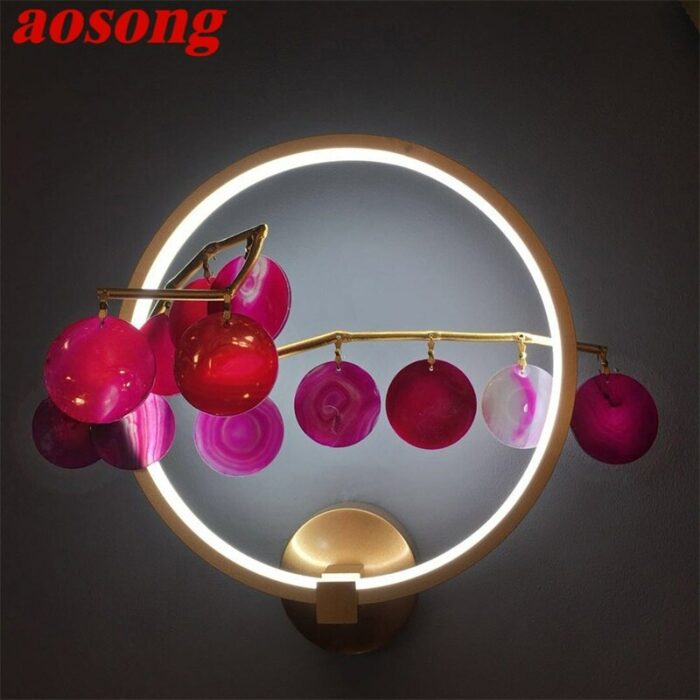 AOSONG Modern Wall Lamp Round Creative Design Agate Flower Sconce LED Decorative Fixtures Corridor Lighting 1