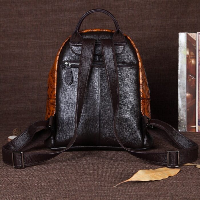 Genuine Leather Backpack Women Rucksack Embossed Girls School Bag Travel Ladies Female Natural Skin Cowhide Knapsack Daypack 4