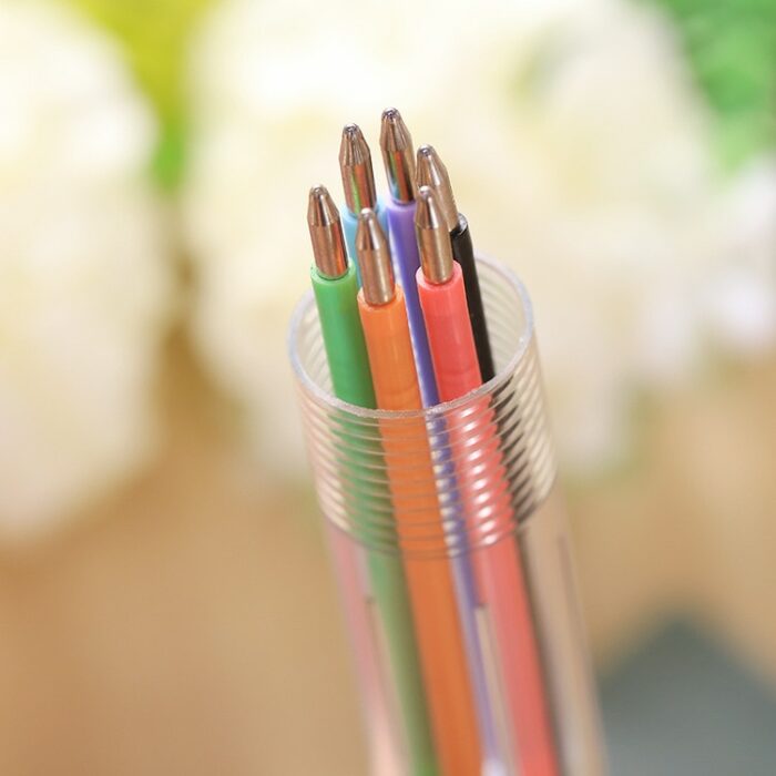 50 pcs wholesale Ballpoint Pens Creative Stationery transparent 6 Color pressing Color Ball Pen Oil Pen Stationery 2