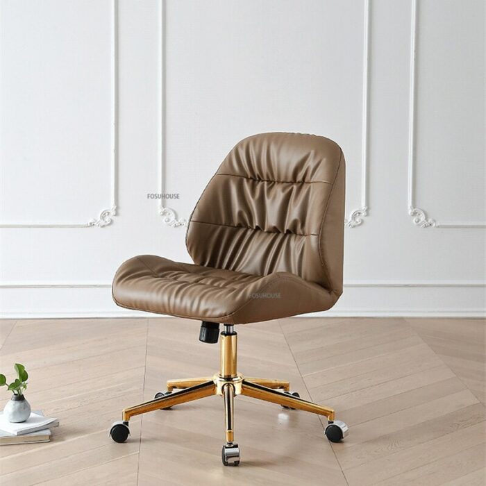 Italian Leather Office Chair for Office Furniture Light Luxury Designer Study Chair Comfortable Sedentary Swivel Computer Chair 4