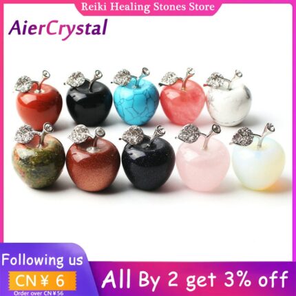 1PC Natural Crystal Colourful Quartz Stone Opal Apple Office Desktop Ornament Home decor DIY Valentine's Day Christmas Present 1