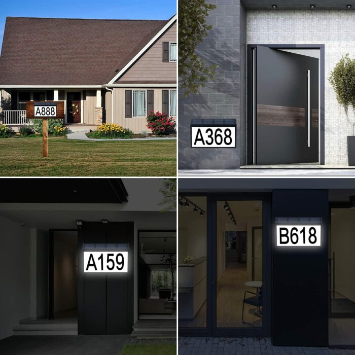 LED solar house number motion sensor outdoor courtyard IP65 rainproof house number family street address number sign lighting 6