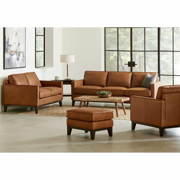 Grain Leather Sofa Living Room Furniture Three-Aeater, Brown Big Sofas 4