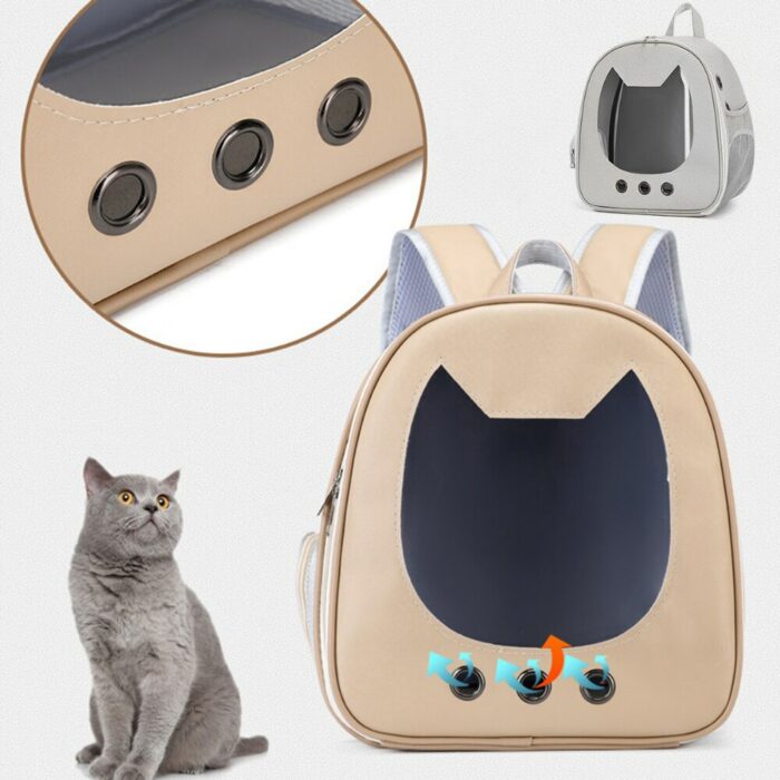 Cat Carrier Bag PU Portable Travel Outdoor Backpack for Small Dog Cats Transparent Breathable Carrying Shoulder Bag Pet Supplies 2