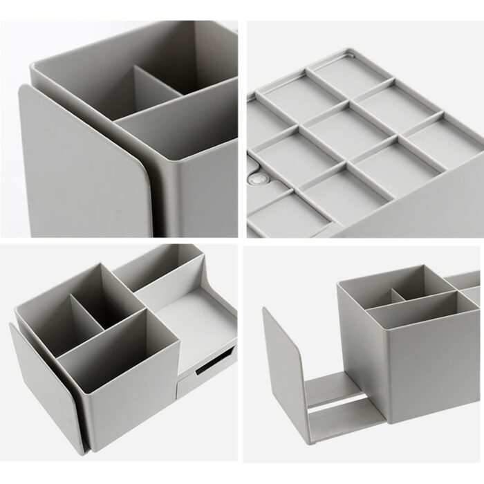 ABS Desk Office Organizer Storage Desktop Pencil Pen Book Holder Sundries Badge Box Stationery Office School Supplies 6