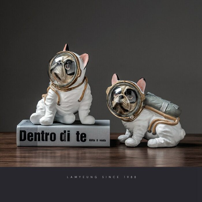 Creative Aviation Space Dog Cat Astronaut Figurine Figure Statue Sculpture Living Room Office Ornaments Home Decor Decoration 4