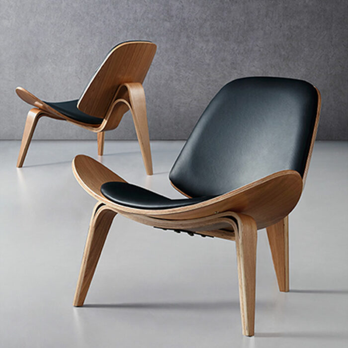 Replica Hans Wegner Style Three-Legged Shell Chair Ash Plywood Fabric Living Room Furniture Modern Lounge Shell Chair 1