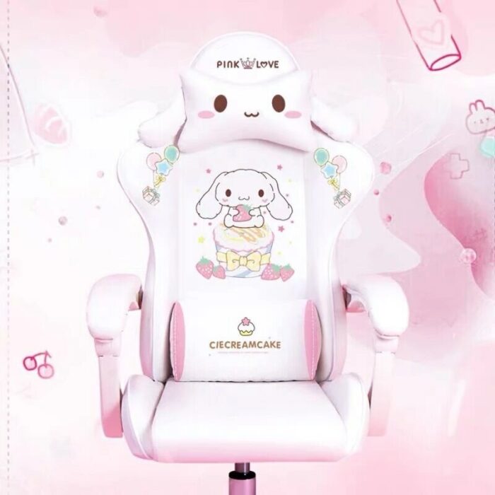 Girl Pink Cartoon Adjustable Home Computer Chair Comfortable Gaming Chair Live Game Swivel Chair Office Chair 3