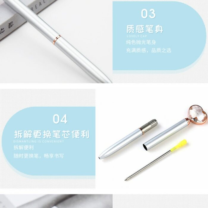 8 Pcs Heart Drill Metal Ballpoint Pen Metal Love Gift Pen Wholesale Office Accessories Pens for Writing School Supplies 3