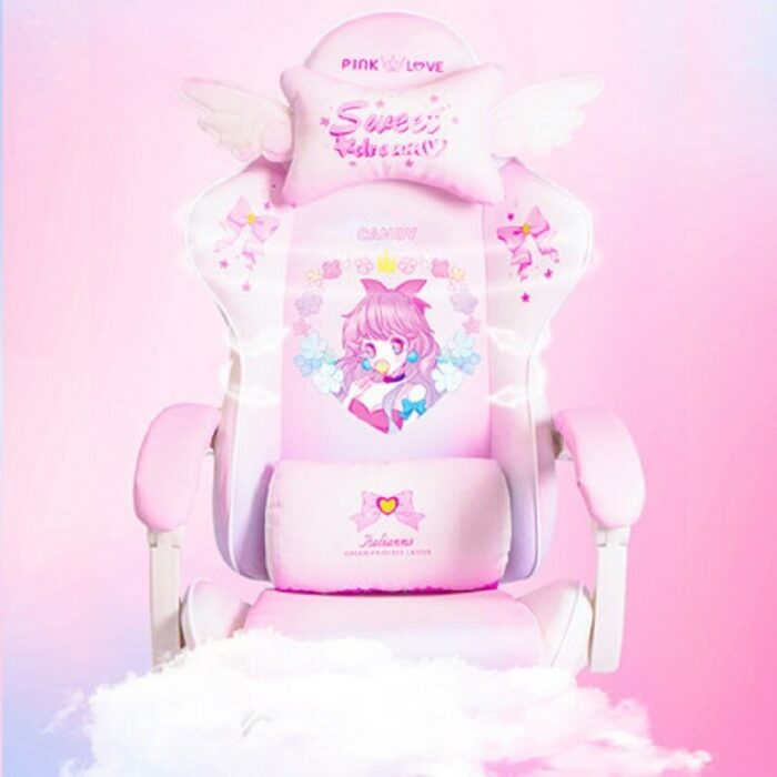 Hot Sale New Pink Cartoon Game Live Gaming Chair Home Comfortable Girl Cute Computer Chair Makeup Stool Adjustable Transfer Sofa 5