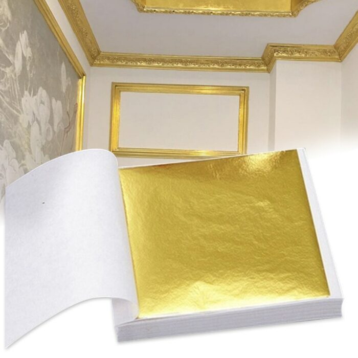 100pcs9x9cm Art Craft Design Paper Sheets Practical Pure Shiny Gold Silver Rose gold Leaf for Gilding DIY Craft Party Decoration 4