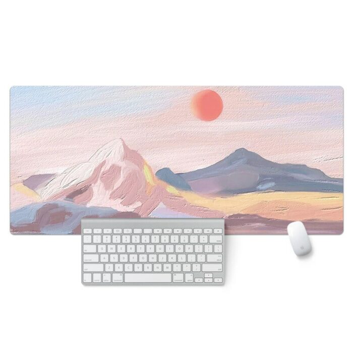 Nordic Oil Painting Mouse Pad Oversized Lock Edge Laptop Keyboard Student Gaming Desk Pad Office Supplies Simple Art 900-400-3mm 4