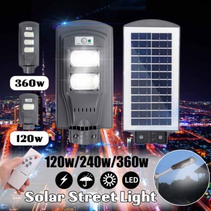 120W 240W 360W Solar Street Light with Remote Controller Outdoor Lighting PIR Motion Sensor Light Control for Street Gutter Path 2