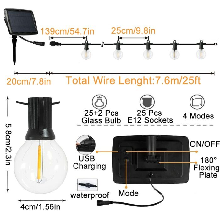 Solar Led Light Outdoor Wedding Decoration Garden Lights G40 String Light Street Garland Garden Decoration Outdoor Fairy Lights 4