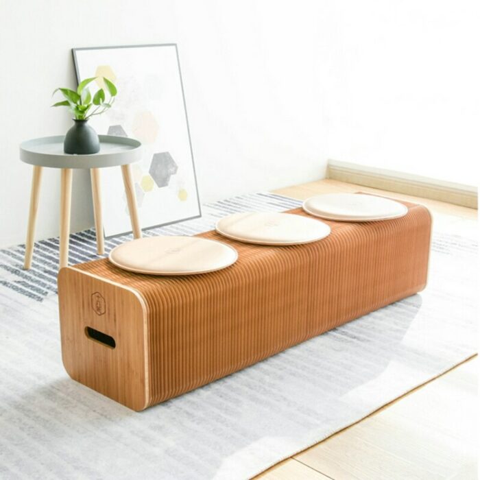 Modern Design Accordion Folding Paper Stool Sofa Chair Home Kraft Paper Bench 3