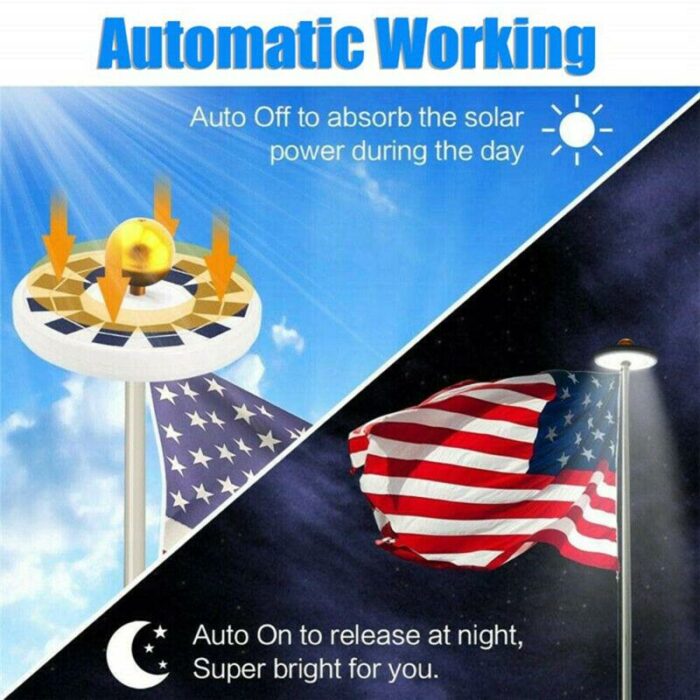 Dreamburgh 128LED Camping Light Solar Powered Flag Pole Lamp Flagpole Top Bright Night Lighting Outdoor Waterproof LED Light 2