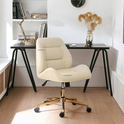 Italian Leather Office Chair for Office Furniture Light Luxury Designer Study Chair Comfortable Sedentary Swivel Computer Chair 2