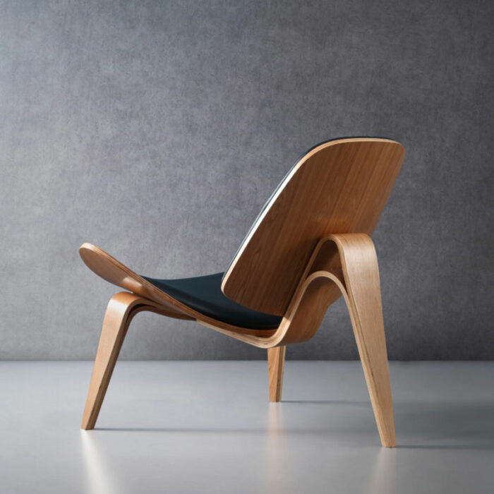 Replica Hans Wegner Style Three-Legged Shell Chair Ash Plywood Fabric Living Room Furniture Modern Lounge Shell Chair 2