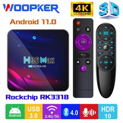 Woopker H96 Max TV Box V11 Rockchip RK3318 Android 11 Dual WiFi 2.4G/5G BT 4.0 4K HDR 10.0 Smart Digital Television Set Tops 1