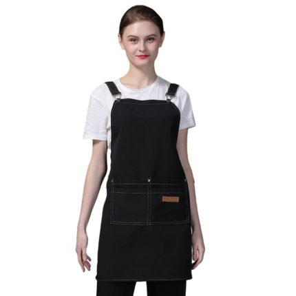 Inyahome Plain Bib Aprons with 2 Pockets Unisex Commercial Apron Bulk for Kitchen Cooking Restaurant BBQ Painting Crafting 1