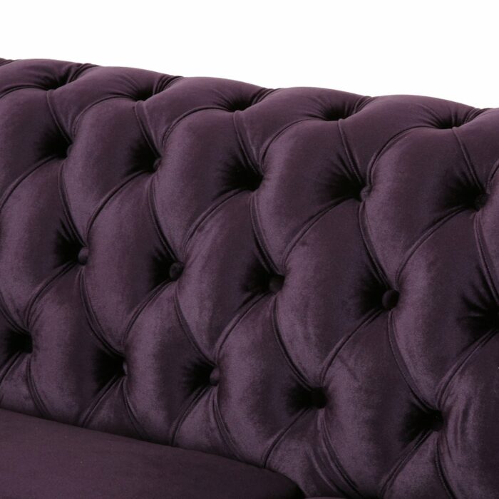 6-seat Tufted Velvet Chesterfield Sectional sofa living room sofa purple 3