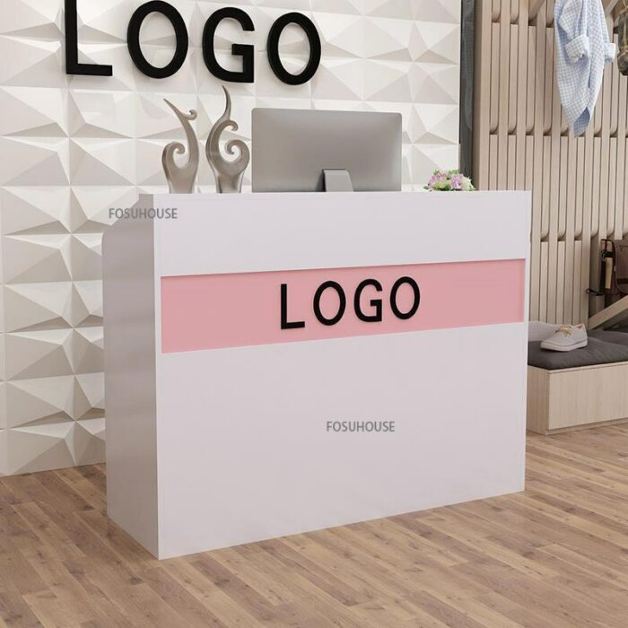 Modern Simple Small Supermarket Cashier Desk Salon Furniture For Beauty Salon Hotel Front Desk Commercial Shop Reception Desk 3