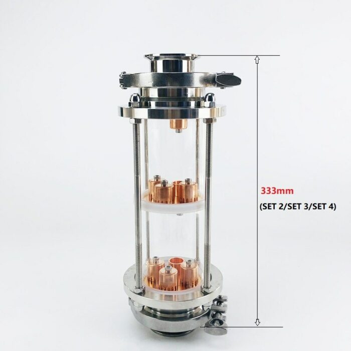 3"(76mm)OD91 Distillation Column With 3pcs Copper Bubble Plates For Distillation,3-Layer High Quality Glass Rectification Column 2