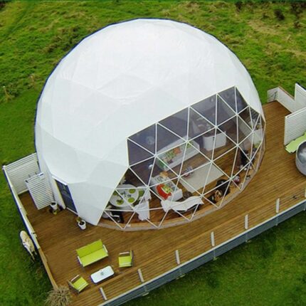 Trade Show Tent 8m diameter igloo geodesic dome steel structure camping tent hotel luxury dome house glamping round dome tent 2