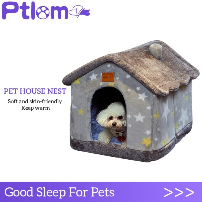 Foldable Dog House Pet Cat Bed Winter Dog Villa Sleep Kennel Removable Nest Warm Enclosed Cave Sofa Pet Supply 1