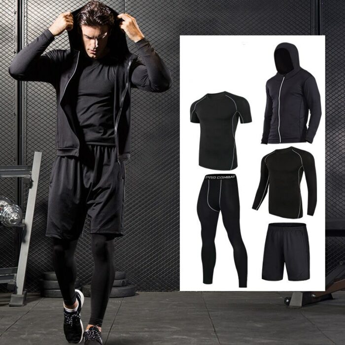 Winter Men Compression Sportswear Running Sports Suit Warm Basketball Tights Clothes Gym Fitness Training Set Jogging Tracksuits 5