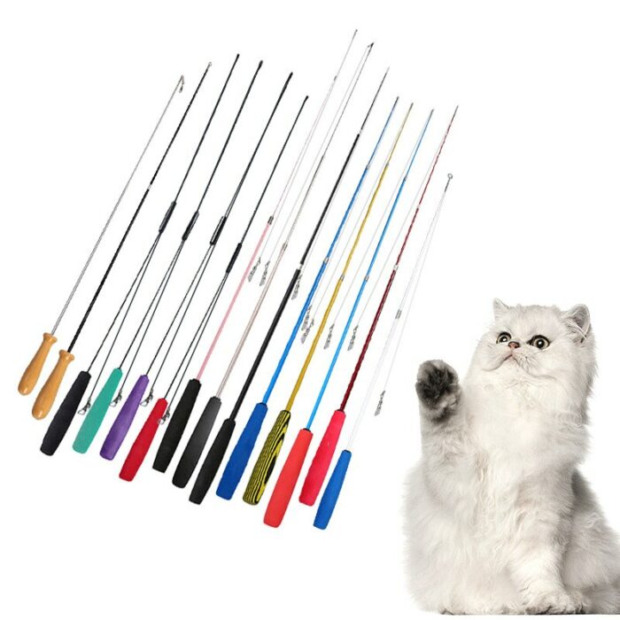 Cat Teaser Wands 2/3/4-section Telescopic Fishing Pole Wand Kitten Catcher Teaser Stick Rod Interactive Stick Teaser Toys 1