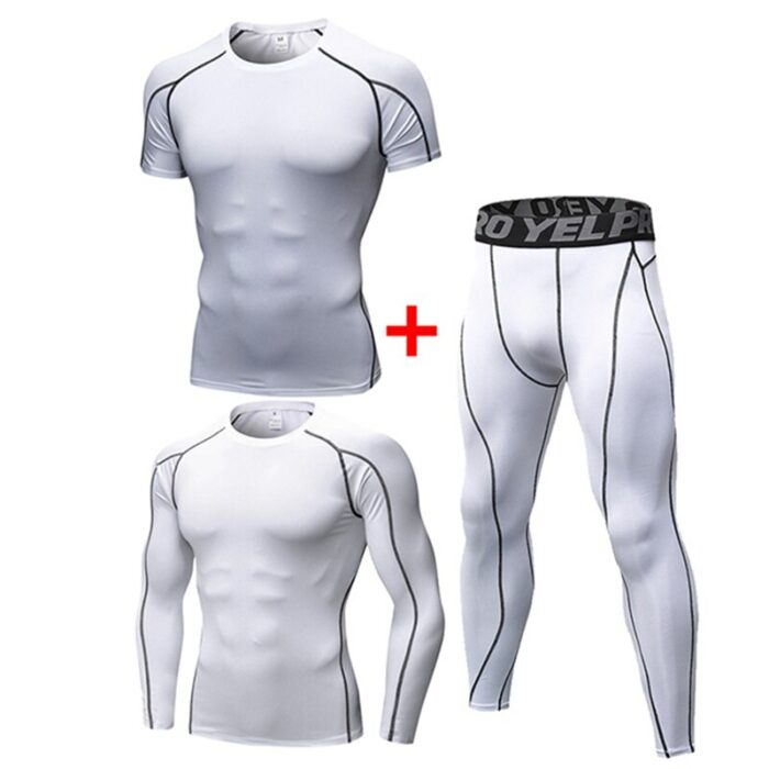 3 Pcs/set Men's Running Jogging Sportswear Sports Suit Gym Fitness Compression Tracksuit Clothes Exercise Workout Tights Sets 3