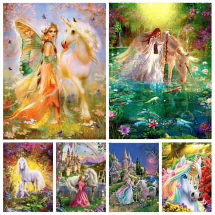 5d Moon Light Unicorn And Fairy Diamond Art Painting Kit Rhinestone Cross Stitch Handmade Mosaic Artwork Gift For Home Decor 1